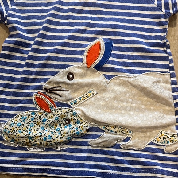 Kids Blue Striped Tee with Rabbit Design - Picture 8 of 9